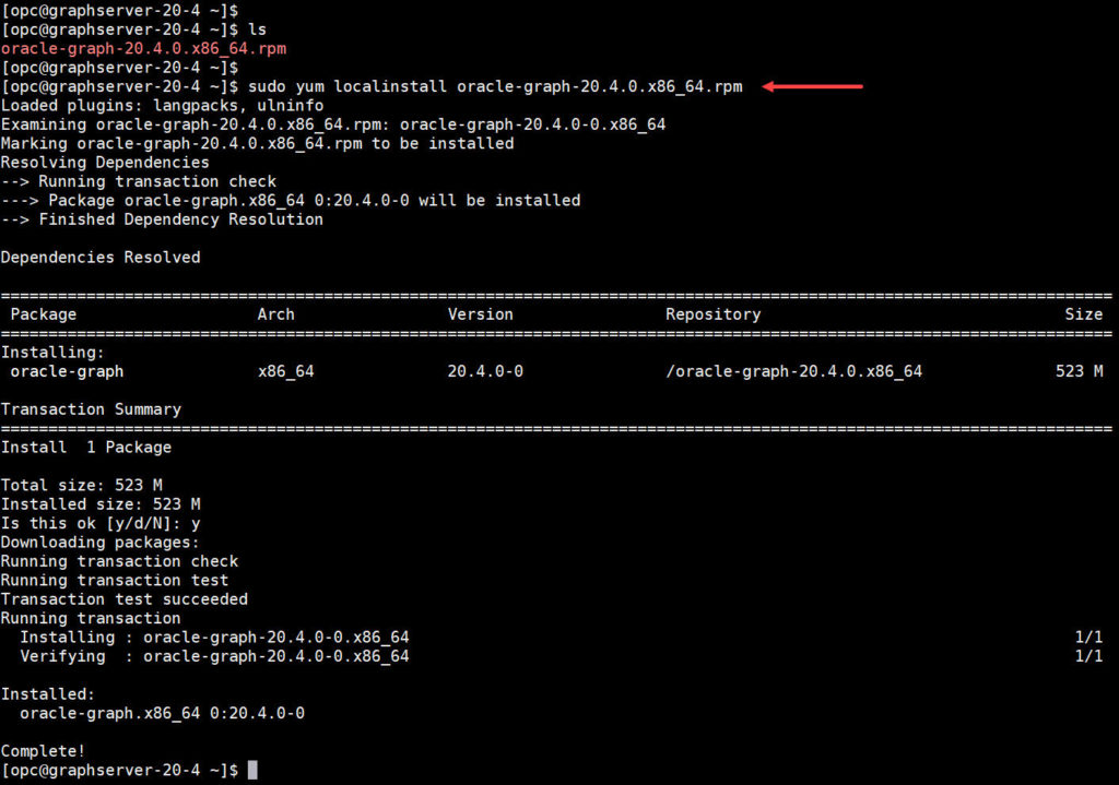 Oracle Graph Server: YUM to install the RPM